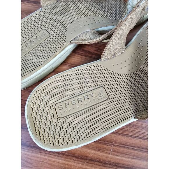 Sperry Women's Parrotfish Flip Flop Sandals Tan/Cream Size 10 - Picture 4 of 6